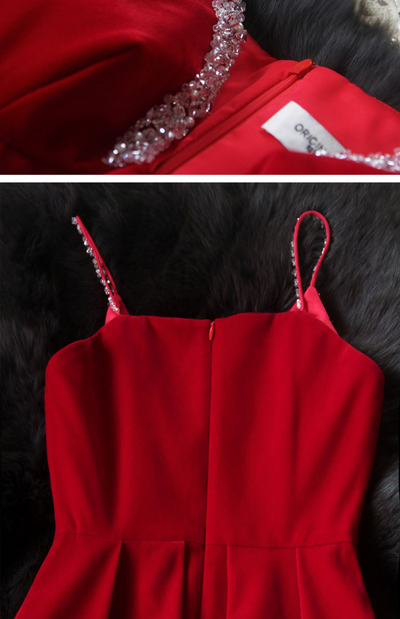 Vestido Princesa Terciopelo Rojo Escote Profundo Espalda Descubierta - Image 16