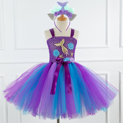 Vestido Princesa Sirena de Tul Brillante para Niñas - Image 7