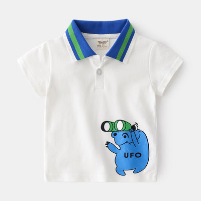 Playera Infantil con Estampado Cartoon y Cuello Solapa - Image 7