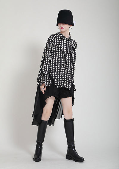 Vestido Camisero Estampado con Mangas Acampanadas Efecto Dos Piezas - Image 9