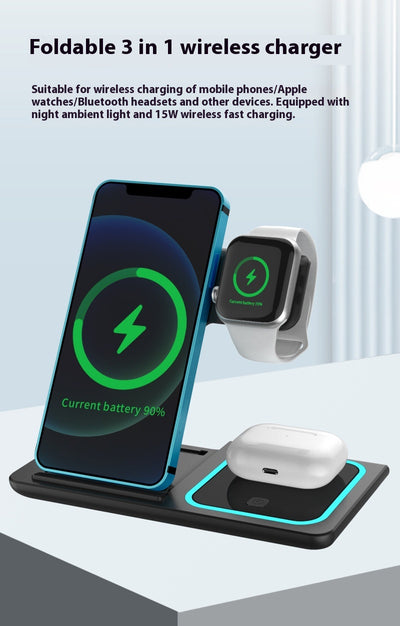 Cargador Inalámbrico Múltiple 4 en 1 - Compatible con Smartphone, Reloj y Auriculares - Image 11