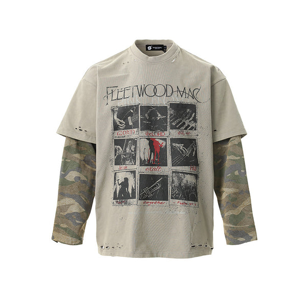 Playera Larga Camuflaje Retro con Efecto Dos Piezas