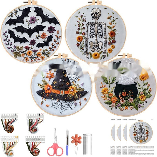 Bordado Artesanal Calavera con Patrón de Murciélago