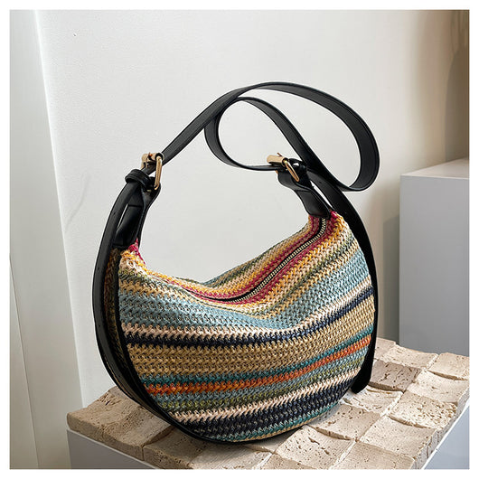 Bolsa Tote de Rafia Arcoíris para Mujer - Bolso Casual de Hombro - Image 29