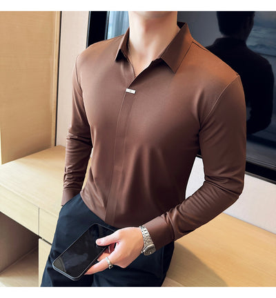 Camisa Manga Larga Cuello V sin Planchado - Image 24