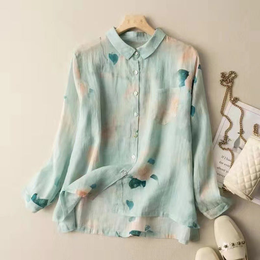 Camisa Vintage de Algodón y Lino para Mujer - Image 4