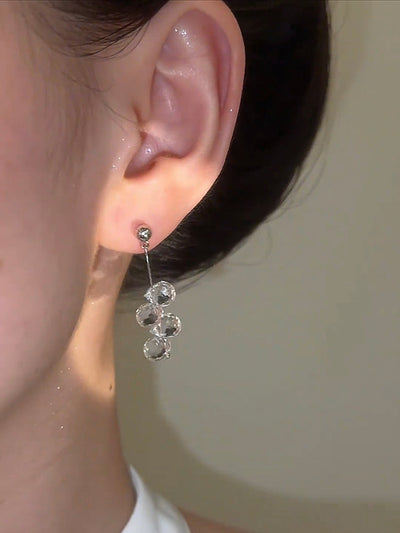 Aretes de Cristal con Borla Plateada - Diseño Minimalista y Elegante - Image 15