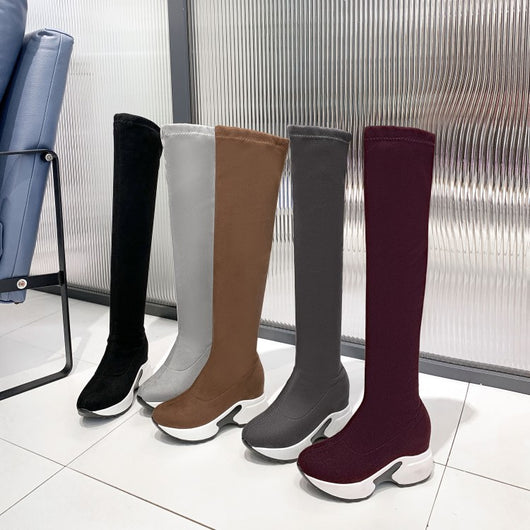 Botas Elásticas de Caña Fina con Suela Gruesa para Mujer - Image 11