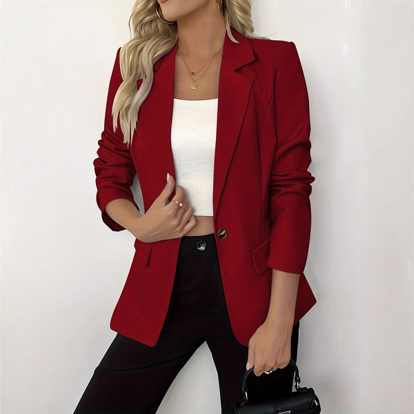 Chamarra Casual Entallada de Color Sólido para Mujer