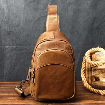 Bolsa de Pecho Minimalista de Cuero Genuino Gran Capacidad para Hombre - Image 7