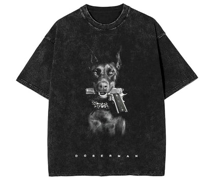 Camiseta Oversized Hip Hop Streetwear Unisex con Estampa Divertida Doberman - Image 18