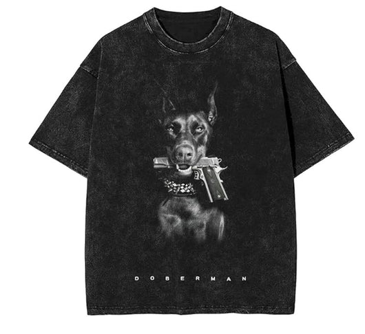 Camiseta Oversized Hip Hop Streetwear Unisex con Estampa Divertida Doberman - Image 18