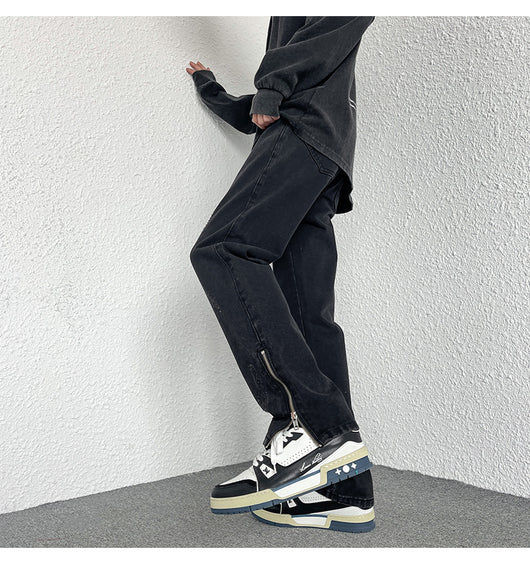 Jeans Rectos Holgados Estilo Hong Kong con Diseño de Cierre - Image 17