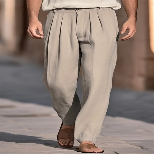 Pantalones de Lino Holgados con Pliegues y Bolsillos Frontales - Image 8