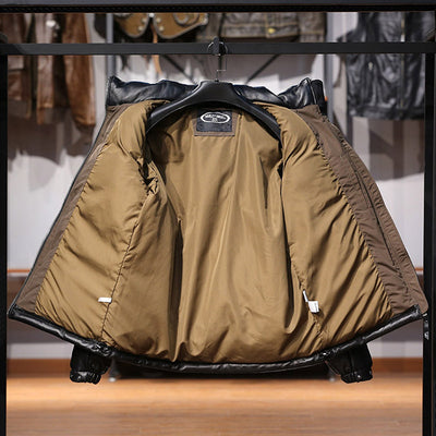 Chaqueta de Cuero con Plumón de Oveja y Cuello de Pie - Image 6