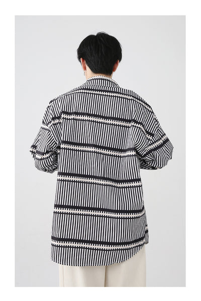 Camisa Hombre Rayas Azul y Blanco con Hombreras Tridimensionales - Image 16