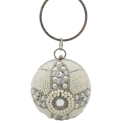 Bolso de Mano Redondo con Perlas y Diamantes - Image 2