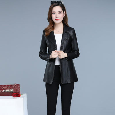 Chaqueta de Cuero Corta para Mujer con Cuello Solapa y Ajuste Slim - Image 11