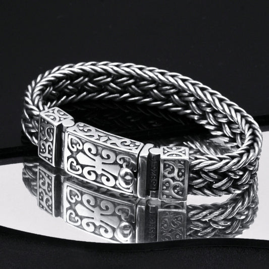 Pulsera Trenzada Ancha para Hombre - Brazalete Grueso Estilo Vintage con Cierre Ajustable - Image 2