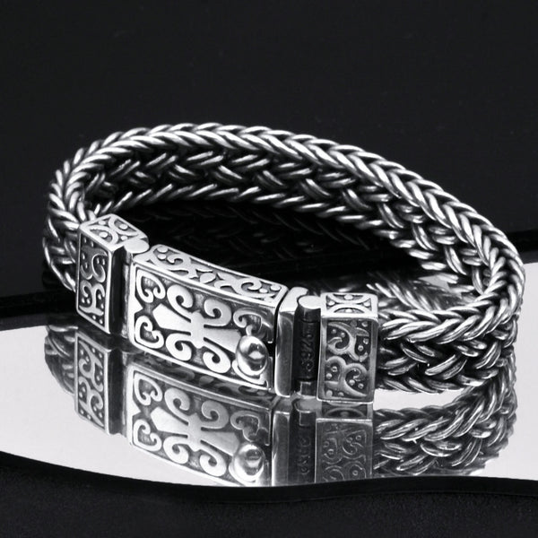 Pulsera Trenzada Ancha para Hombre - Brazalete Grueso Estilo Vintage con Cierre Ajustable