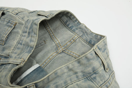 Shorts de Mezclilla Desgastados con Cortes Diseñados - Image 6