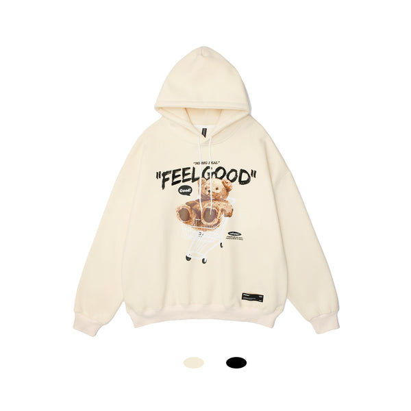 Sudadera con Capucha Estilo Hong Kong - Diseño Letra Oso Unisex Holgada y Cómoda