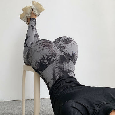 Pantalones Deportivos Tie-Dye Cintura Alta con Levantamiento de Glúteos para Yoga y Running - Image 6