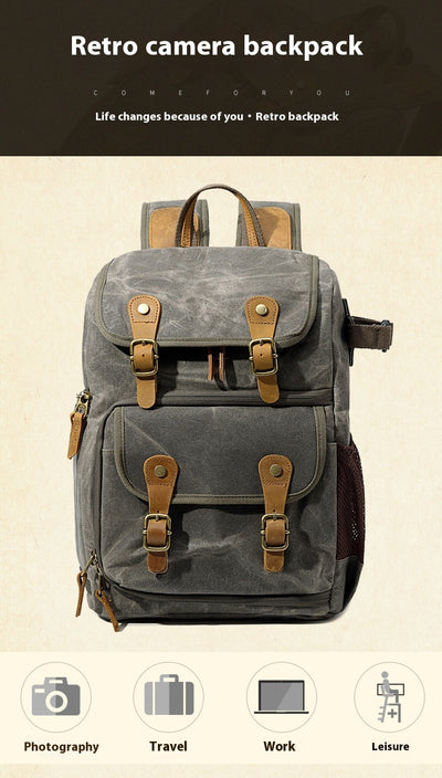 Mochila Cámara SLR Impermeable de Lona - Unisex Profesional - Image 36