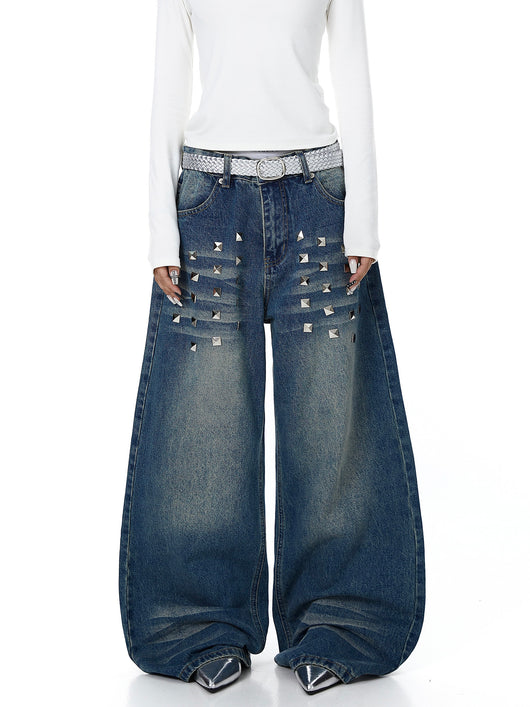 Pantalones Vaqueros Desteñidos para Mujer con Diseño de Remaches Estilo Americano y Detalles Rasgados - Image 4