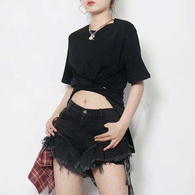 Blusa Casual de Cuello Redondo con Tirantes Irregulares - Image 10
