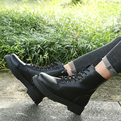 Botas Cortas Estilo Británico con Tacón Grueso y Cierre Lateral para Mujer - Image 3