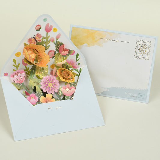 Tarjeta de Felicitación 3D Flor Central con Sobre - Image 2