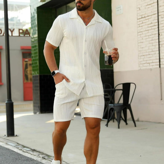 Conjunto Deportivo Hombre: Camiseta y Shorts con Patrón Onda Transpirable