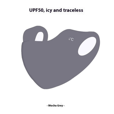 Light pink ice silk sun protection mask with ear loops and neck coverage, featuring small ventilation holes. - Image 15