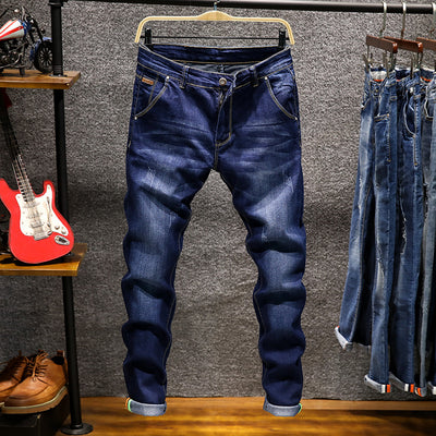 Pantalón Denim Slim Fit Clásico de Color Sólido para Hombre - Image 12