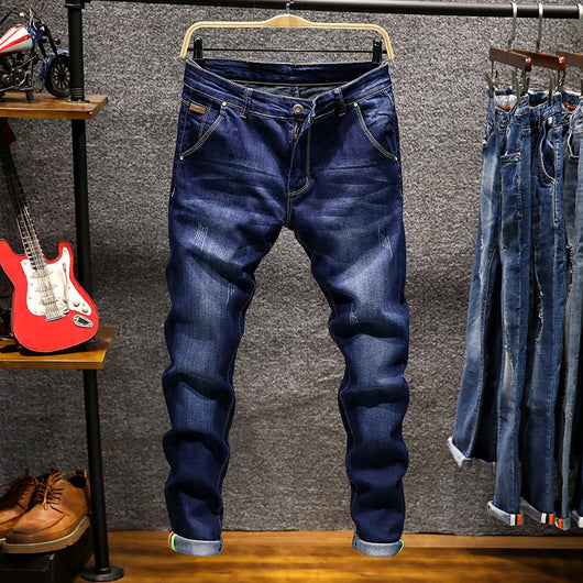 Pantalón Denim Slim Fit Clásico de Color Sólido para Hombre - Image 12