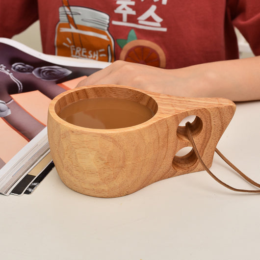 Vaso Portátil de Madera Nórdica con Asa - Diseño Creativo