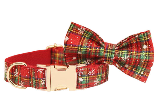 Collar Navideño para Mascotas con Correa - Diseño Copo de Nieve y Lazo - Image 14