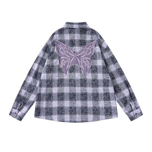 Camisa Cuadriculada Bordada de Manga Larga para Hombre Primavera Otoño - Image 14