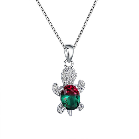 Collar de Tortuga con Turmalina Diamante Azul Verdoso - Image 27