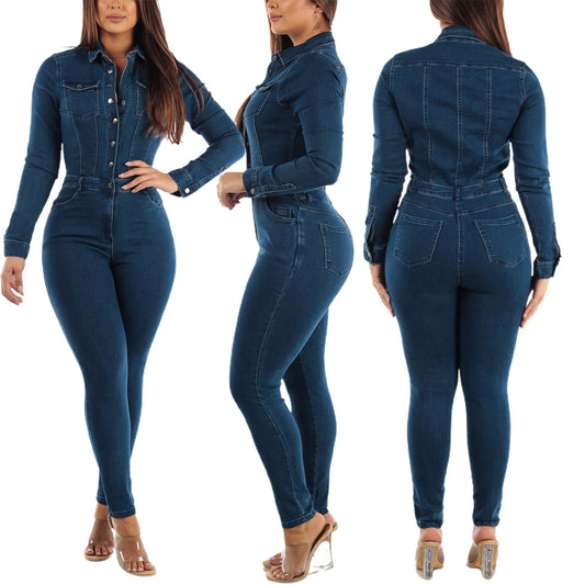 Jumpsuit Denim Elástico con Cintura Ajustable - Image 2