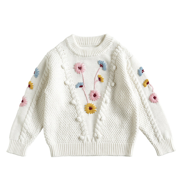 Suéter de Algodón para Bebé con Flores Bordadas a Mano - Image 12