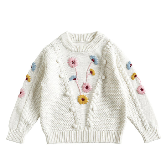 Suéter de Algodón para Bebé con Flores Bordadas a Mano - Image 12