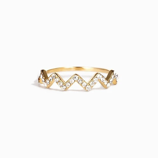 Anillo Ajustable con Patrón de Ondas y Circones Incrustados - Image 5