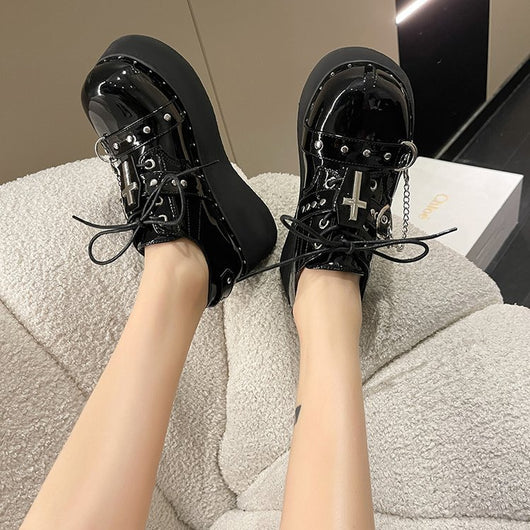 Zapatos Plataforma Punk Lolita en Cuero Negro - Image 19