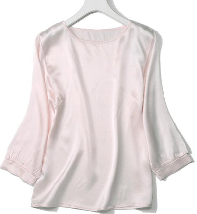 Camisa de Seda de Gusano de Seda con Perla Brillante y Satén - Image 18
