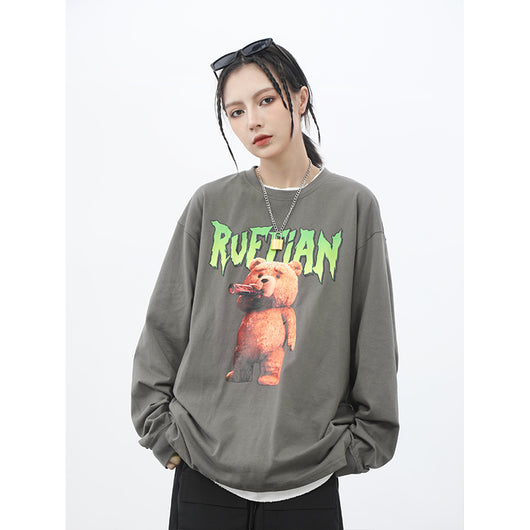 Playera Manga Larga Estampado Oso Japonés para Hombre - Image 9
