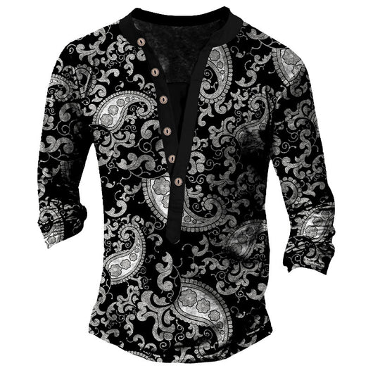 Camiseta Retro con Cuello Henry de Manga Larga para Hombre - Image 7