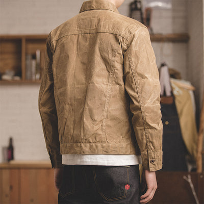 Chaqueta de Lona Encerada Estilo Retro Japonés Slim Fit - Image 6