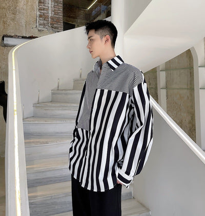 Camisa Casual de Rayas con Detalles en Contraste - Elegancia Moderna para Hombre - Image 2